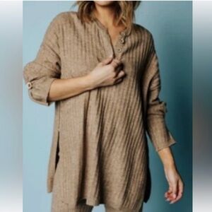 Free People intimately women’s around the clock tan ribbed tunic sweater